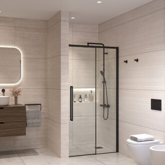 Nisdeur Sanivo Nova Soft Close 110x200 cm Mat Zwart Helder Nano 8 mm