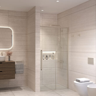 Nisdeur Sanivo Nova Soft Close 110x200 cm RVS Look Helder Nano 8 mm