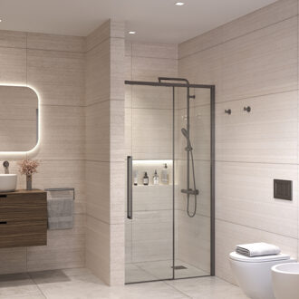 Nisdeur Sanivo Nova Soft Close 130x200 cm Gunmetal Helder Nano 8 mm