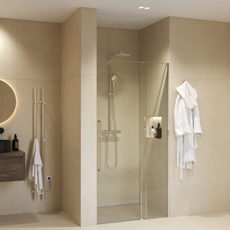 Nisdeur Sanivo Sena Met Vast Paneel Helder Glas 100x200 cm Met Montageset Chroom