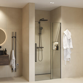 Nisdeur Sanivo Sena Met Vast Paneel Helder Glas 130x200 cm Met Montageset Gunmetal