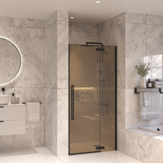 Nisdeur Set Sanivo Vigo Champagne Glas 80x200 Mat Zwart