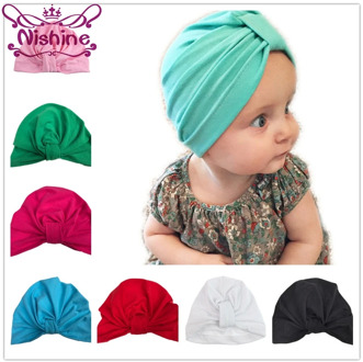 Nishine Baby Turban Hat with Bow Toddler Hat Cotton Newborn Beanie Stylish Top Knot Beanie Photo Props Baby Shower Gift
