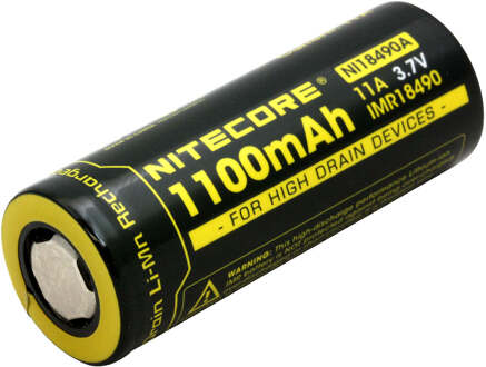 NiteCore IMR 18490 Oplaadbare Batterij Li-Ion 1100mAh Flat Top