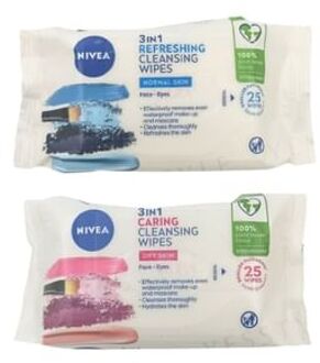 NIVEA 3 In 1 Cleansing Wipes Refreshing - 25 wipes