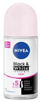NIVEA Black & White Invisible Clear Deodorant Roll On 50ml