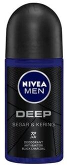 NIVEA Men Deep Segar & Kering Anti-Bakteri Black Charcoal Deodorant Roll On 50ml