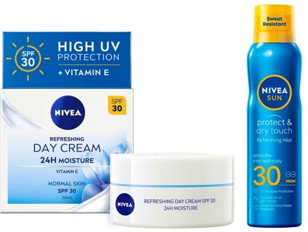 NIVEA Zonnebrandcrème NIVEA Refreshing Day Cream SPF30 + Protect & Dry Touch Sun Mist SPF30 50 ml + 200 ml