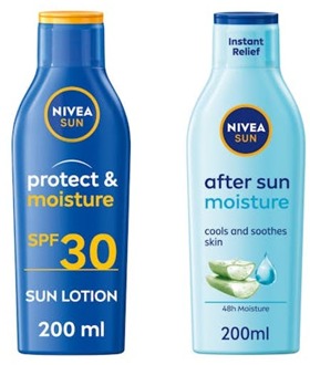 NIVEA Zonnebrandcrème NIVEA Sun Protect & Moisture Sun Lotion SPF30 & Moisturising After Sun Lotion 200 ml + 200 ml