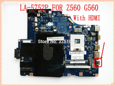 NIWE2 LA-5752P for Lenovo Z560 G560 laptop motherboard for intel HM55 DDR3 Mainboard Chipset HM55 NIWE2 LA-5752P DDR3