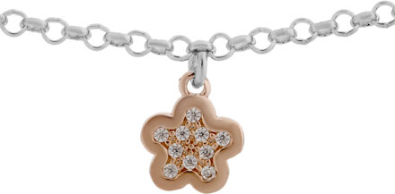 'Nixie' Dames 925 Sterling Zilveren Armband - Zilver/Roze ZA-7377 Zilver en roségoud - One Size