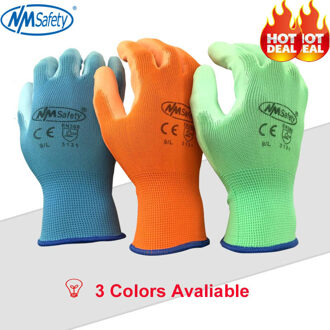 Nmsafety 12 Pairs Kleurrijke Pu Veiligheid Werken Handschoen Bouwers Grip En Tuin Voor Palm Coating Handschoenen XL