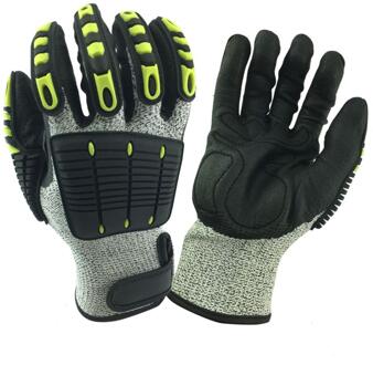 Nmsafety Cut Slip En Anti-Vibratie Werkhandschoenen Cut Niveau 5 Veiligheid Schokabsorberende Veiligheid Beschermende Werk Handschoenen DY1350AC- groen / M