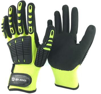 Nmsafety Cut Slip En Anti-Vibratie Werkhandschoenen Cut Niveau 5 Veiligheid Schokabsorberende Veiligheid Beschermende Werk Handschoenen DY1350AC- HYBLK / XL