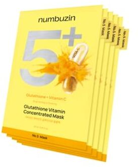No.5+ Glutathione Vitamin Concentrated Mask Set 5 sheets 2025 Version - 27ml x 5 sheets