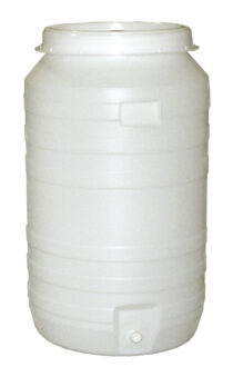 No Brand Vat plastic rond 210l met waterslot en kraan