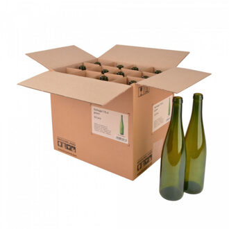 No Brand Wijnfles fluit (Schlegel) 75 cl, olijfgroen, doos 12 st.