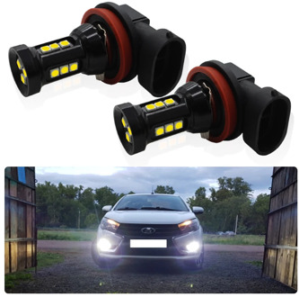 No Error H11 H8 LED Bulbs For LADA Kalina Granta Vesta SW Larina NIVA II Priora XRAY LED DRL Fog Light Lamp White Amber Red