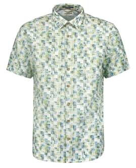 No Excess 23440305 shirt short sleeve allover printed Aqua blauw - XXXL