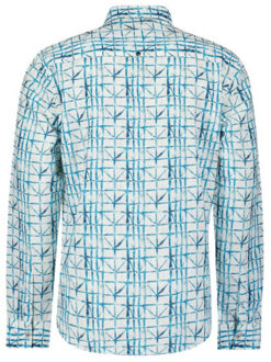 No Excess 27430206 shirt allover printed with linen Blauw - XL