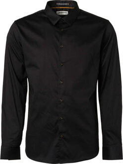 No Excess Basic stretch shirt satin weave black Zwart - XL