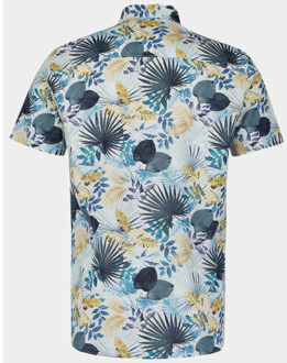 No Excess Casual hemd korte mouw shirt short sleeve allover pr 27460338/030 Blauw - L