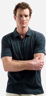 No Excess Half Zip Poloshirt Jacquard Dark Steel Antraciet - 3XL,L,M,XL,XXL