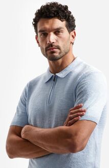 No Excess Half Zip Poloshirt Lichtblauw - 3XL,L,M,XL,XXL