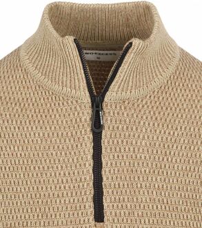 No Excess Half Zip Trui Structuur Melange Beige - XXL