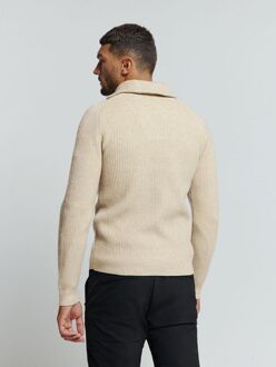 No Excess Half Zip Trui Two Coloured Melange Greige Grijs - L,M,XL,XXL