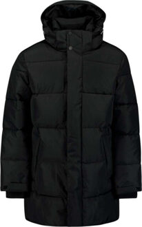 No Excess Jacket long parka hood padded black Zwart - M