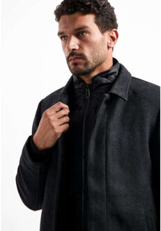 No Excess Jacket mid long fit detachable fron antra melange - maat XXXL Grijs