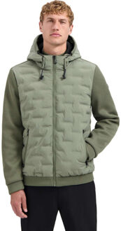 No Excess Jacket short fit sealed hooded knit steel Groen