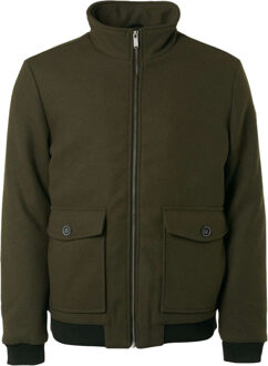 No Excess Jacket short fit with wool 2 colour dark army Groen - L