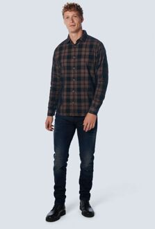 No Excess Overhemd Corduroy Ruit Navy Donkerblauw - 3XL,XXL