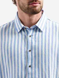 No Excess Overhemd Cotton Linen Stripes Blauw - 3XL,L,M,XL