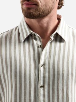 No Excess Overhemd Cotton Linen Stripes Taupe - 3XL,L,XL,XXL