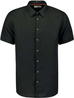 No Excess Overhemd korte mouw linnen black Zwart - S