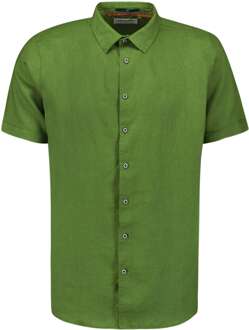No Excess Overhemd korte mouw linnen green Groen - S