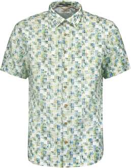 No Excess Overhemd korte mouw met print allover aqua Blauw - XL