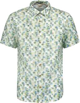 No Excess Overhemd korte mouw met print allover aqua Blauw - XXL