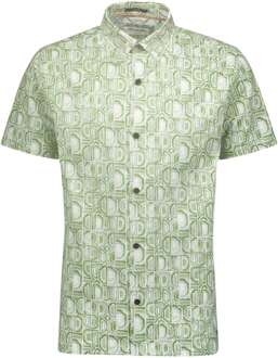 No Excess Overhemd korte mouw met print allover jersey green Groen - XL