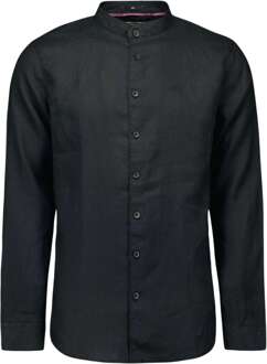 No Excess Overhemd lang mouw met moa boord linnen black Zwart - XL