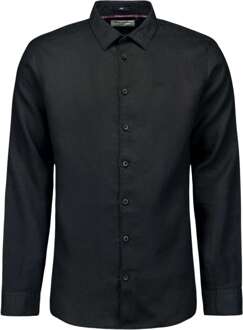 No Excess Overhemd lange mouw linnen black Zwart - XL