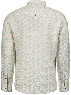 No Excess Overhemd lange mouw print allover linnen white - maat XXXL Wit