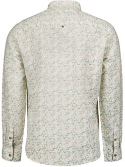 No Excess Overhemd lange mouw print allover linnen white Wit - S