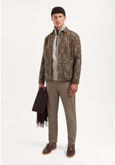 No Excess Overshirt buttons fancy jacquard brown Bruin - S