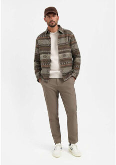 No Excess Overshirt buttons jacquard taupe - maat XXXL Bruin