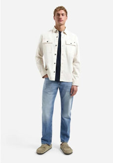 No Excess Overshirt buttons twill stretch kit - maat L Ecru