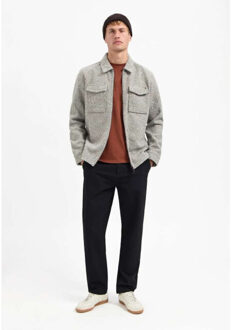 No Excess Overshirt zipper wool look grey melange Grijs - XL